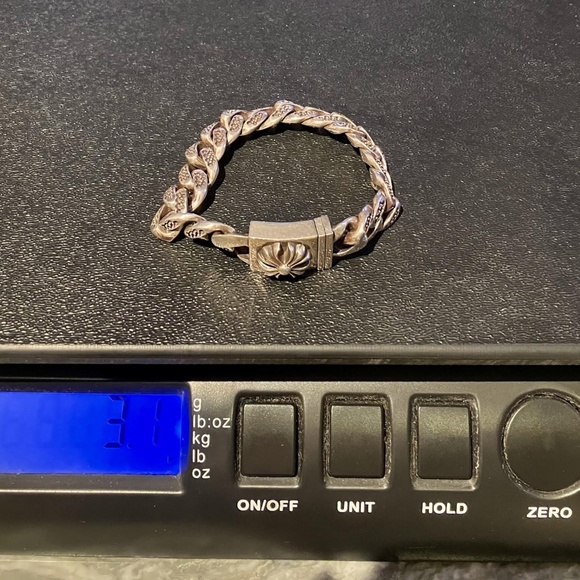 CHROME HEARTS SILVER BRACELET Black-Colored Stones w/box and bag - Picture 6 of 7